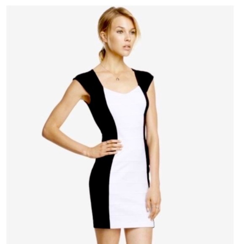 Express Monochrome Bodycon Mini Dress classy dress in excellent condition